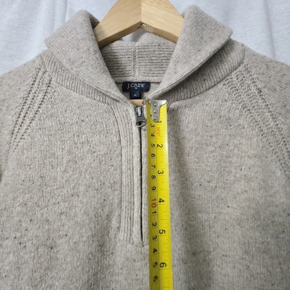 J CREW Men's Lambswool Blend Sweater Sz M Light Brown Shawl Collar Zip Neck - Picture 11 of 11